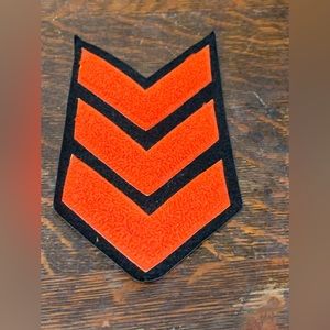 1950s Vintage Orange & Black 3 Stripe Chevron Pattern High School Award Badge